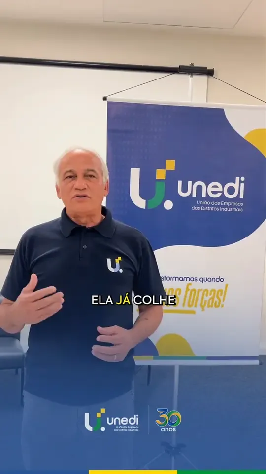 Joaquim Luiz de Paula Filho, presidente da UNEDI, convidando as indústrias dos Distritos Industriais a se associarem.
